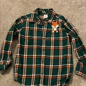 Gymboree Green and Orange Plaid Flannel Shirt
